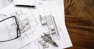 Image of engineering objects on workplace top view.Construction Image of engineering objects on workplace top view.Construction concept. Engineering tools.Vintage tone retro filter effect,soft focus(selective focus)